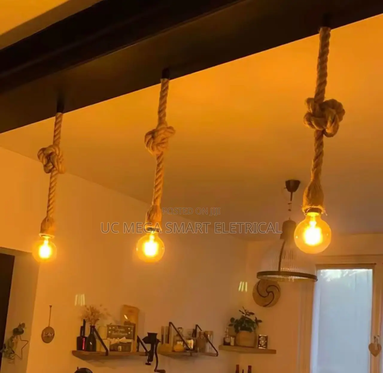 Hemp Rope Pendant Lights E27 Vintage Retro Hemp Rope Lamp Hanging Lamp