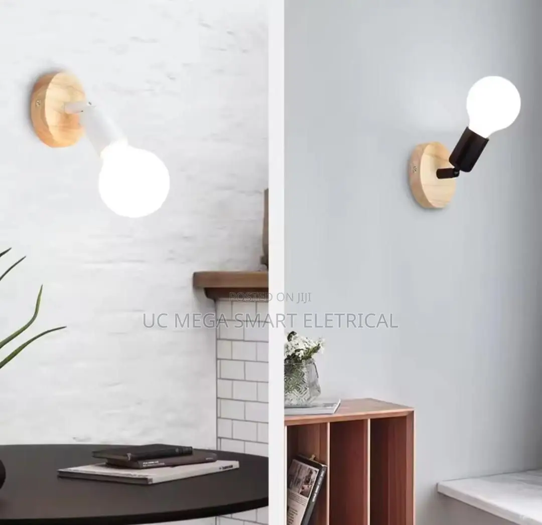 Retro E27 Wall Lamp Wrought Iron Wooden Modern Minimalist Lighting
