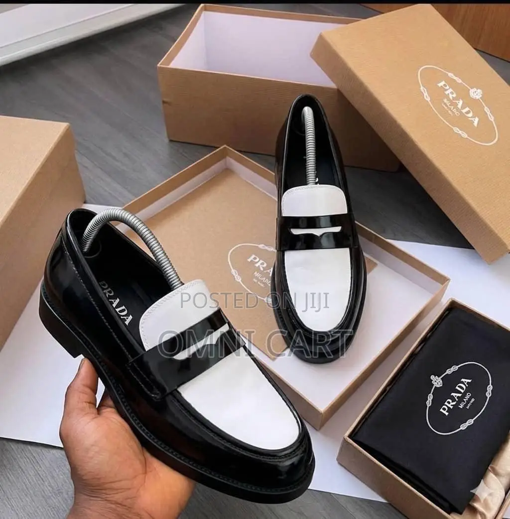 Prada Zara Monochrome Two-Tone Luxury Penny Tassel Leather Loafers