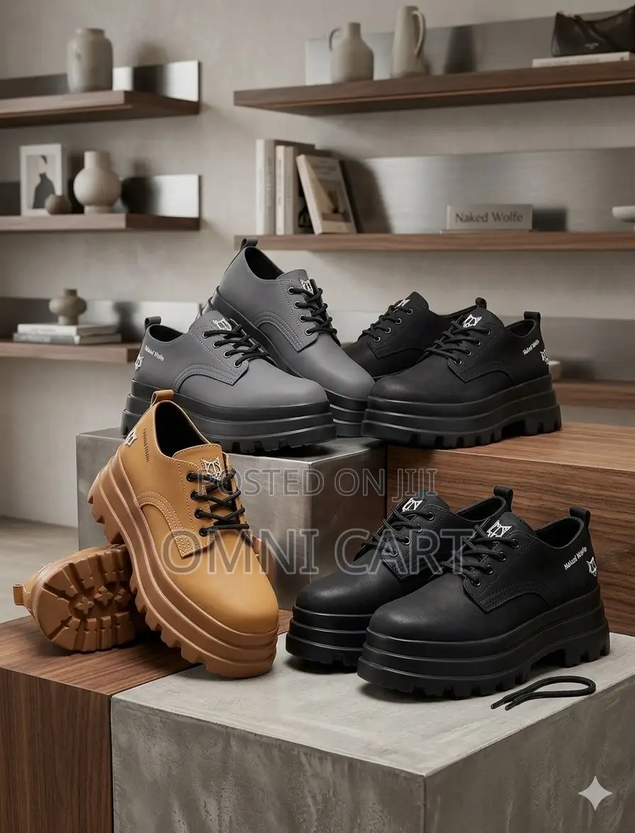 Naked Wolfe Luxury Low-Top Thick Sole Platform Leather Derby Shoes
