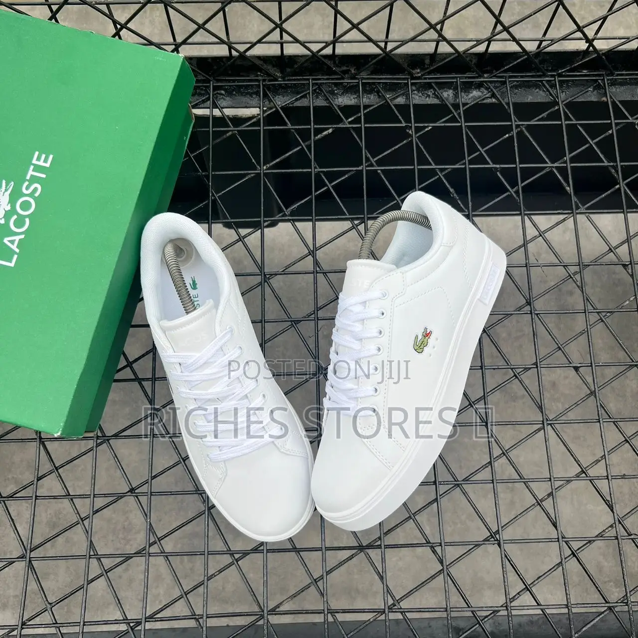 Lacoste Powercourt Triple White Leather Green Croc