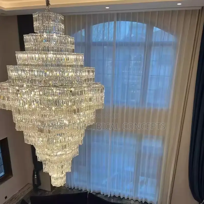 Light Luxury Villa Hollow Duplex Chandelier Crystal Hall Spiral