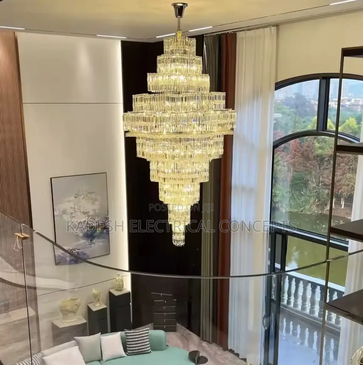 Light Luxury Villa Hollow Duplex Chandelier Crystal Hall Spiral