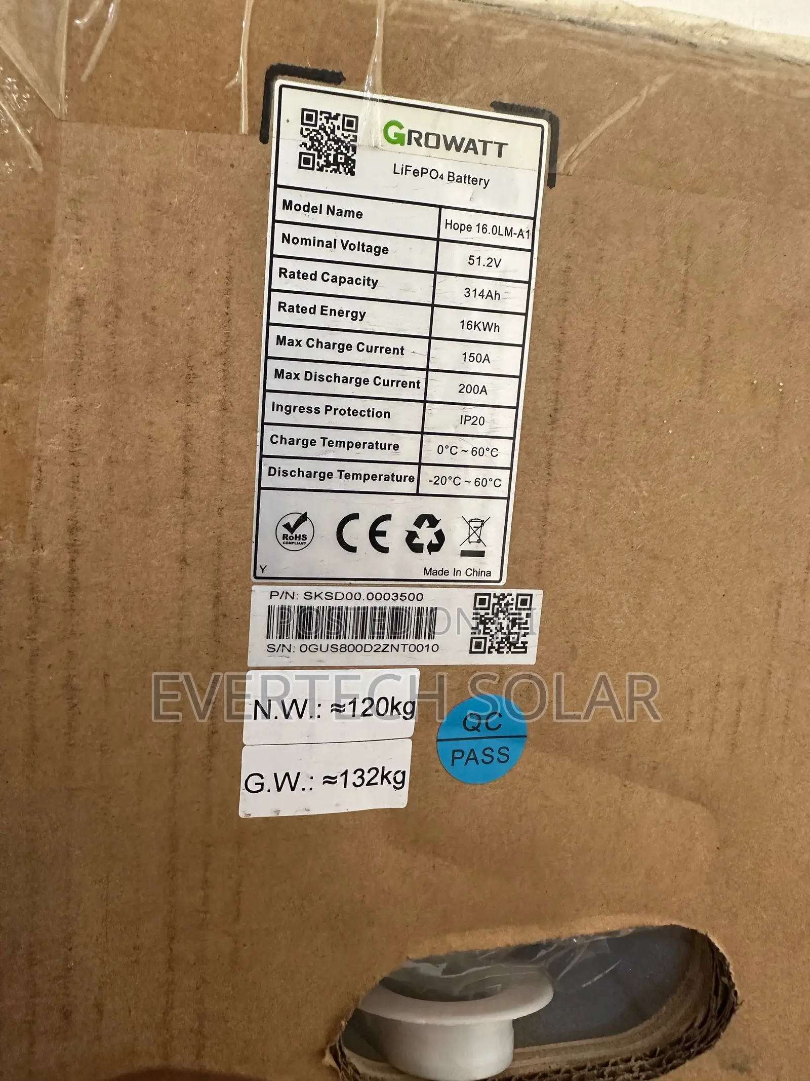 Growatt 16kwh Lithium 48v 314a Ion Phosphate Battery