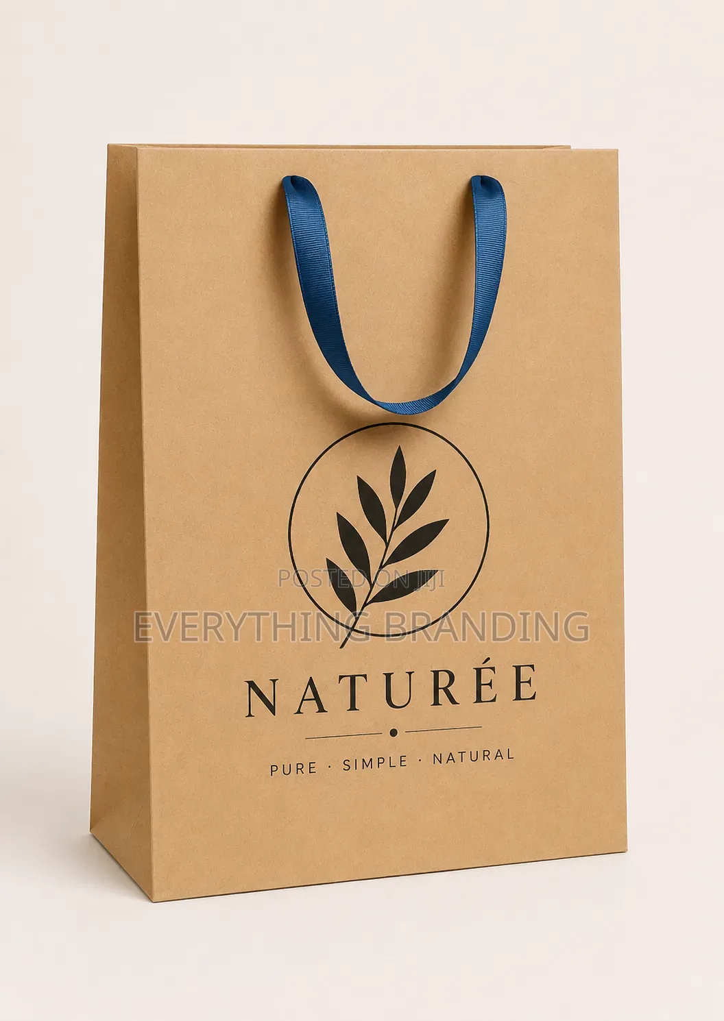 A4 Gift, Shopping, Kraft Paper Bag, Ribbon Handle Brown