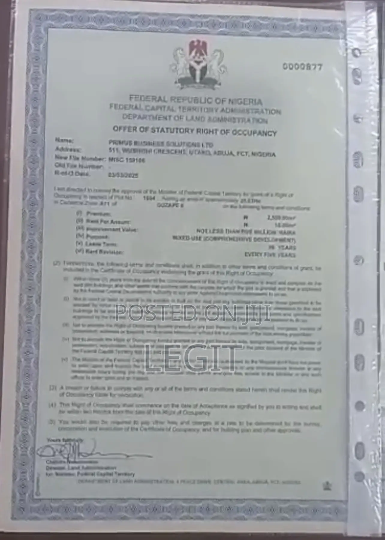 88 Hectares With Fcda R of O and C of O.