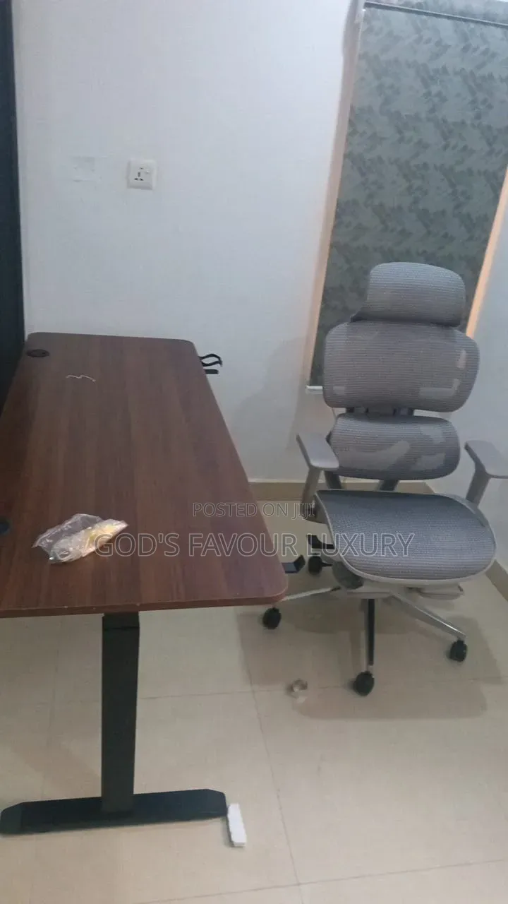 Electric Adjustable Height Desk and Chair.