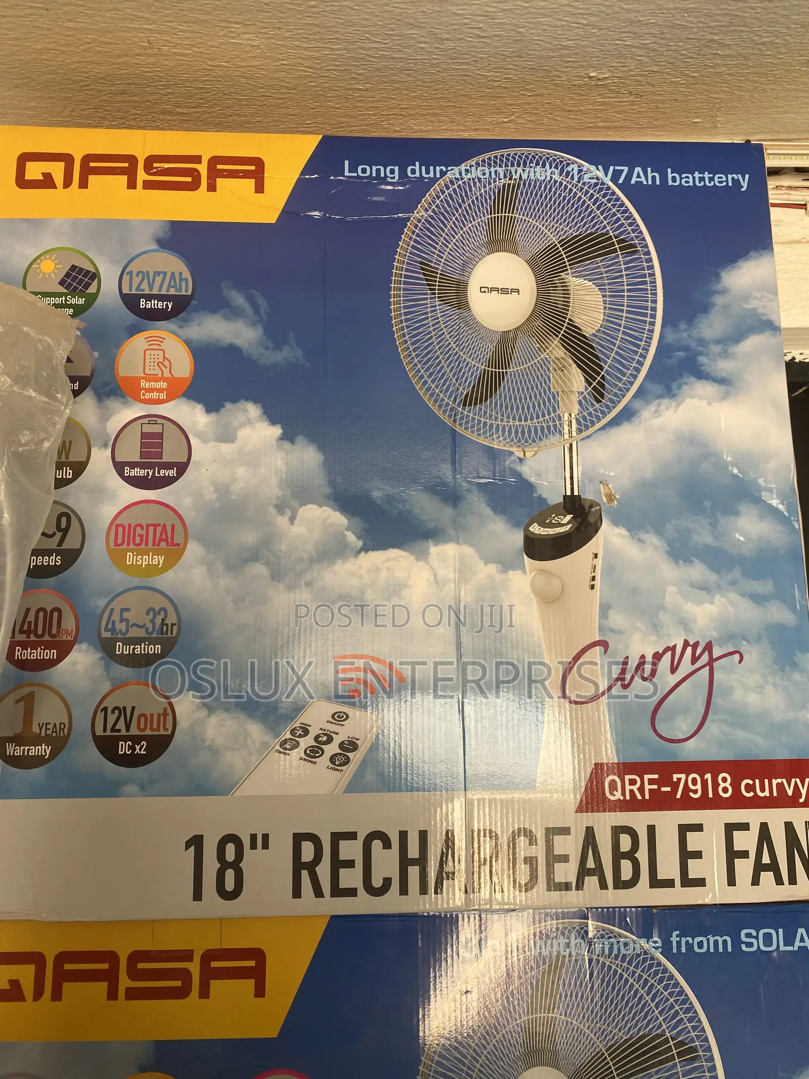 Qasa 18” Rechargeable Fan (Curvy)