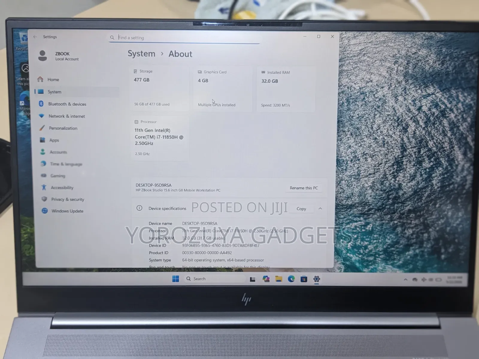 Laptop HP ZBook Studio G8 32GB Nvidia SSD 500GB