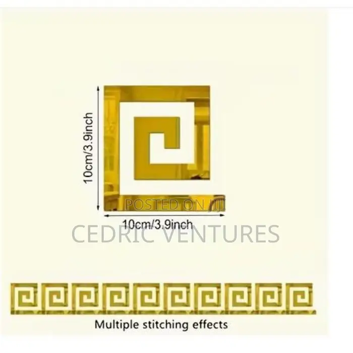 10pcs Self-Adhesive Acrylic Mirror Wall Stickers Gold - 10 X 10 Cm