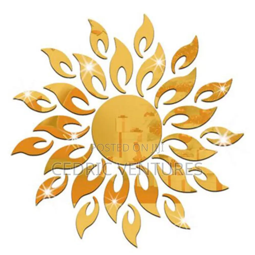 Golden Sunflower Acrylic Wall Mirror Sticker