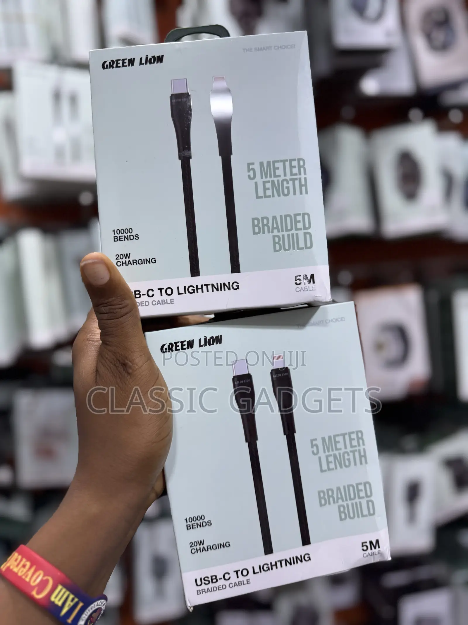Green Lion Usb-C to Lightning 5m 10000 Bends 60w Braided Cable