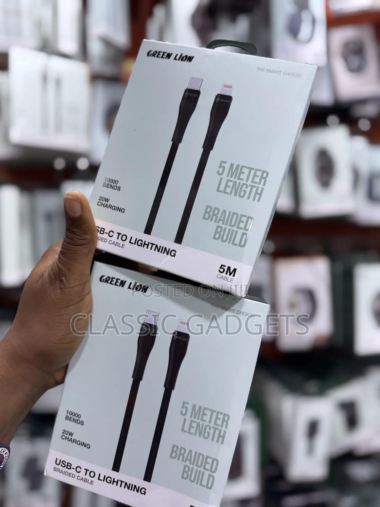 Green Lion Usb-C to Lightning 5m 10000 Bends 60w Braided Cable