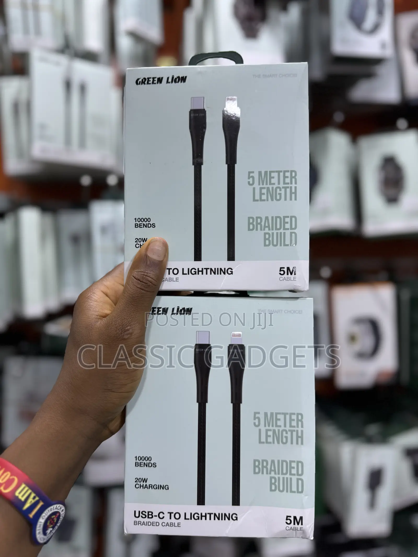 Green Lion Usb-C to Lightning 5m 10000 Bends 60w Braided Cable