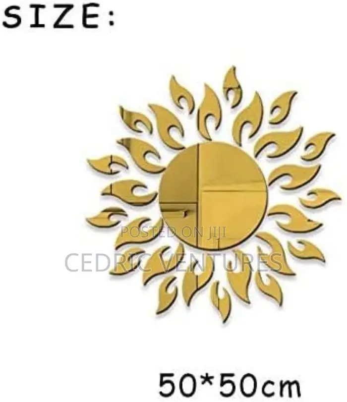 Golden Sunflower Acrylic Wall Mirror Sticker