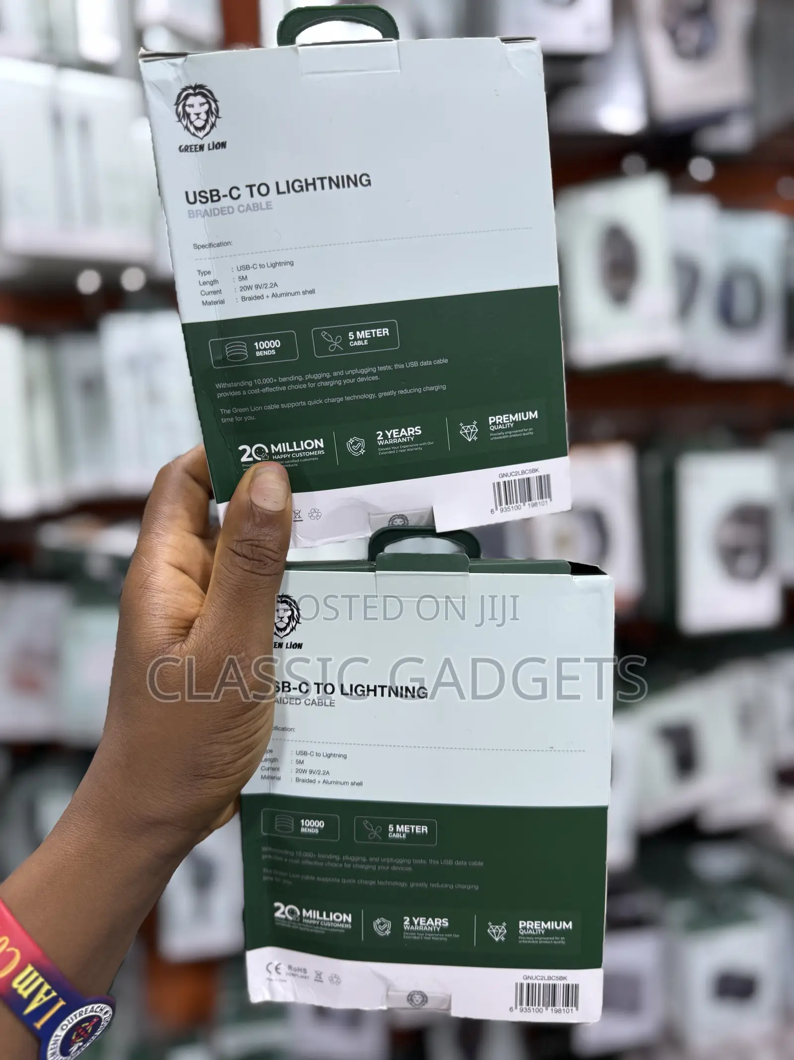 Green Lion Usb-C to Lightning 5m 10000 Bends 60w Braided Cable