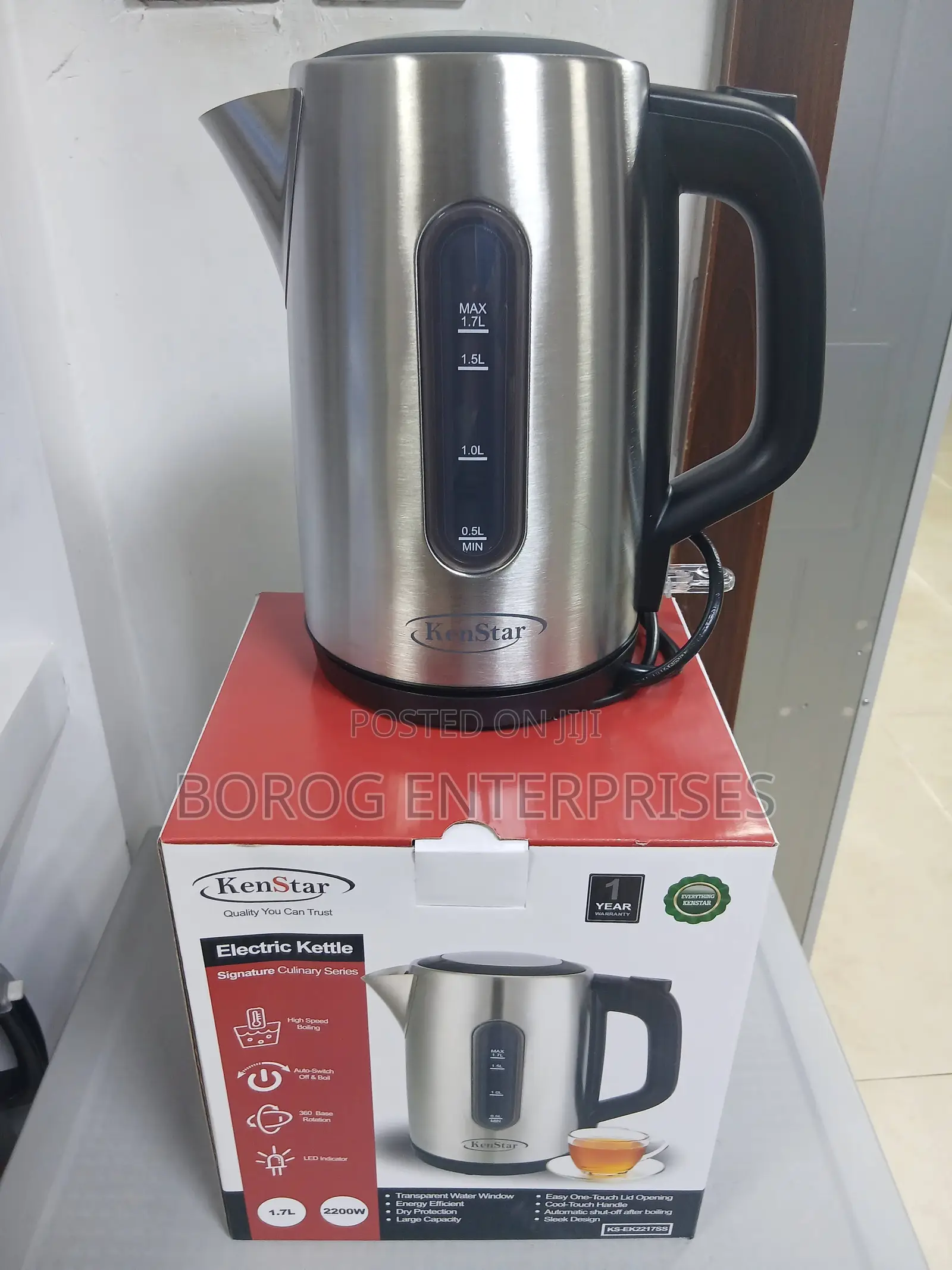 Kenstar 1.7l Stainless Steel Electric Kettle- Ks-Ek2217ss