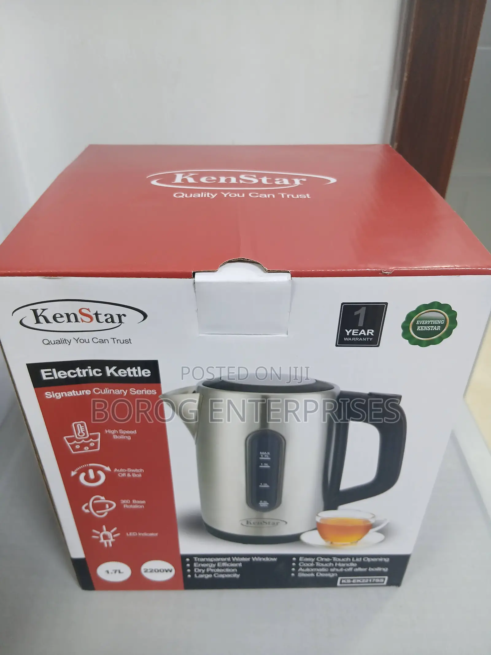 Kenstar 1.7l Stainless Steel Electric Kettle- Ks-Ek2217ss