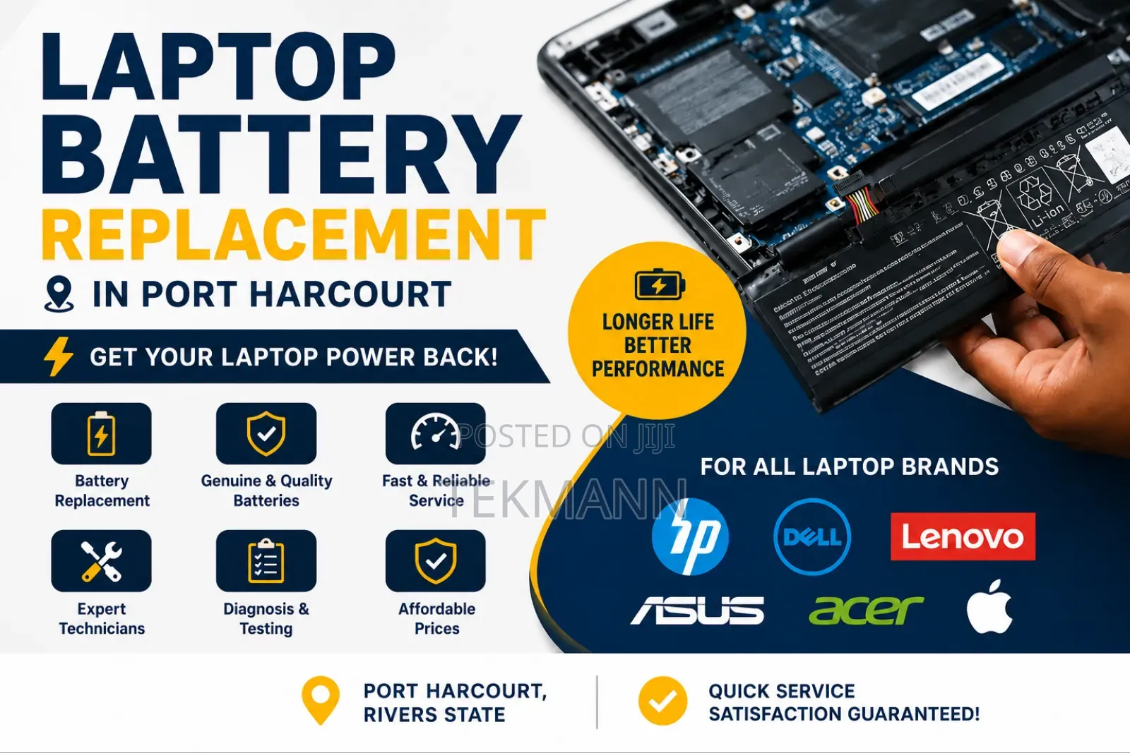 Laptop Battery Replacement in Port Harcourt | Hp, Dell, Lenovo, Asus