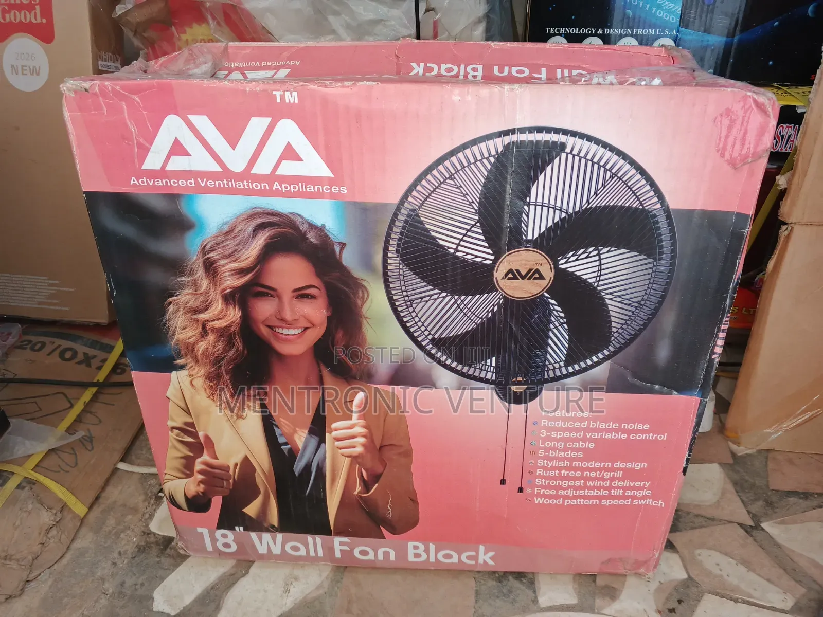 Ava Wall Fan 18in Black