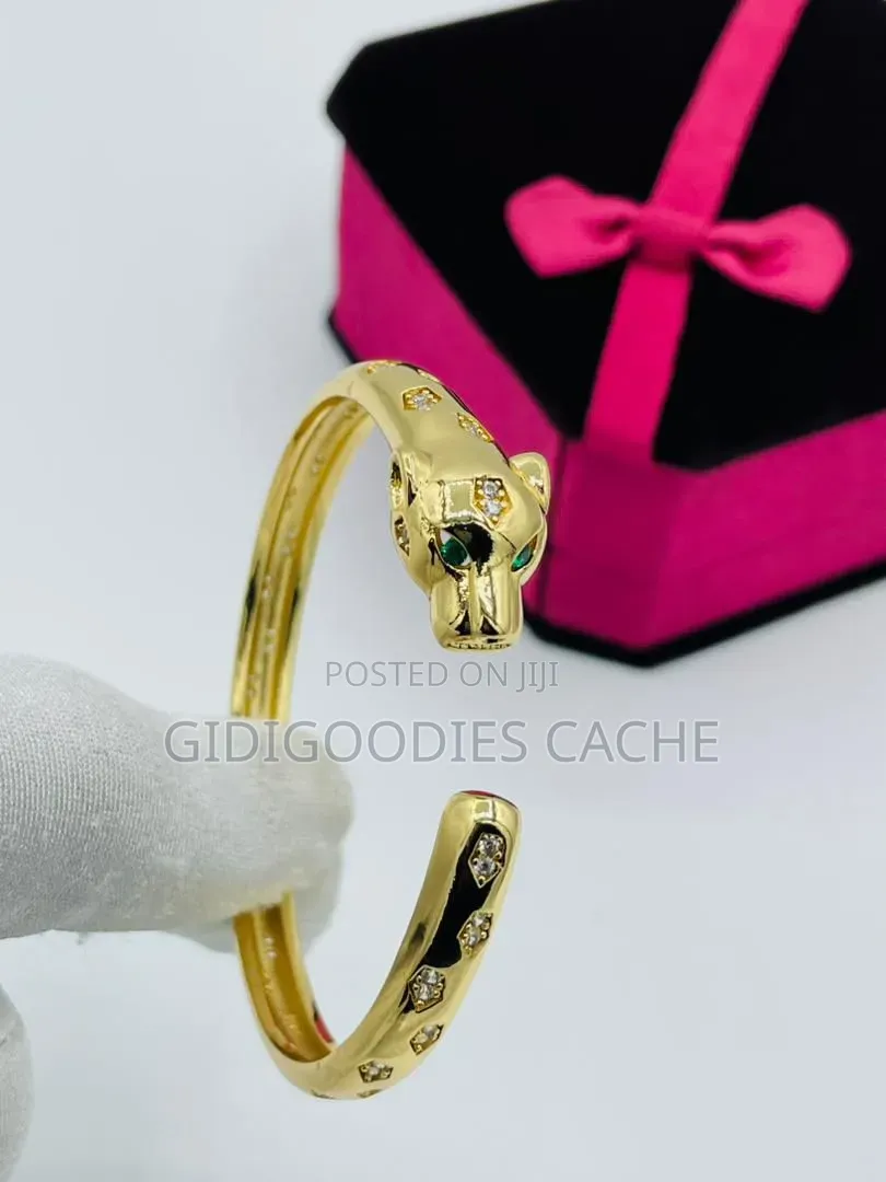 Sterling Silver Panther Head Cuff Bracelet