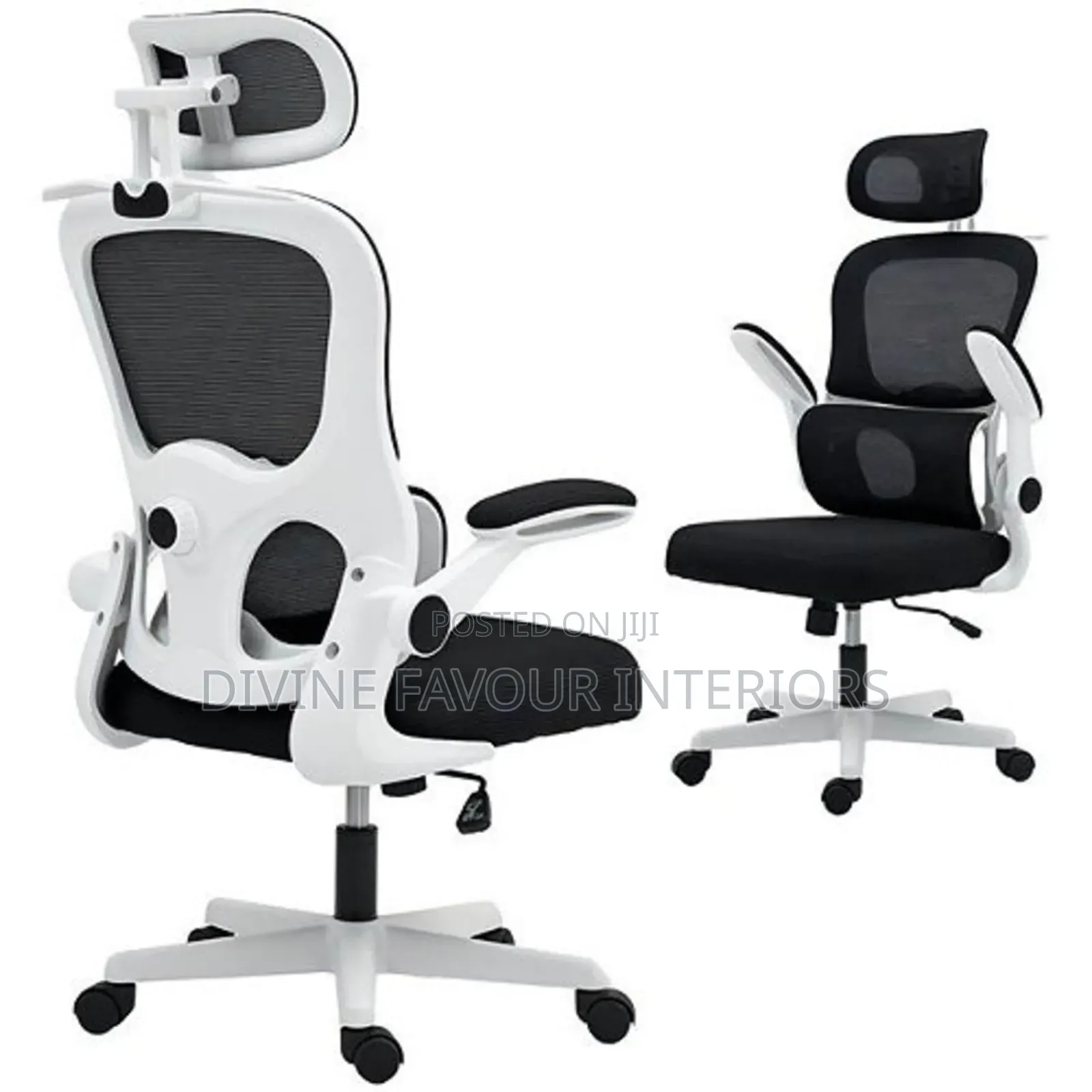 Ergonomic Swivel Office Chair - White Black