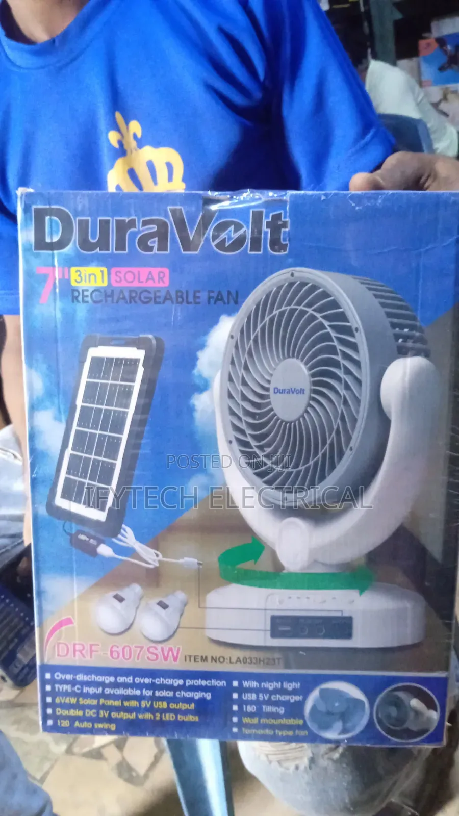 Dura Volt 3 in 1 Solar Fan