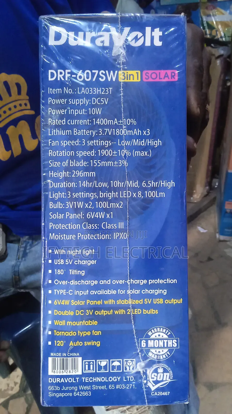 Dura Volt 3 in 1 Solar Fan