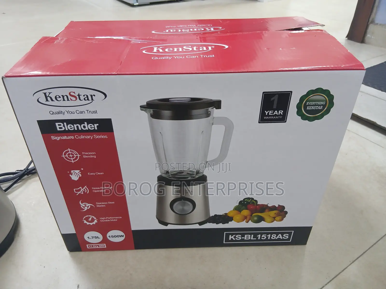 Kenstar 1.8l Blender + Dry Mill (1500w)-Ks-Bl1518as