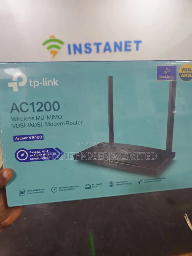 Tp-Link Archer Vr400 Ac1200 Wireless Mu-Mimo VDSL/Adsl Modem Router