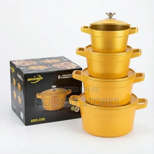 8 Piece Cast Aluminum Non Stick Cookware Set With Lids