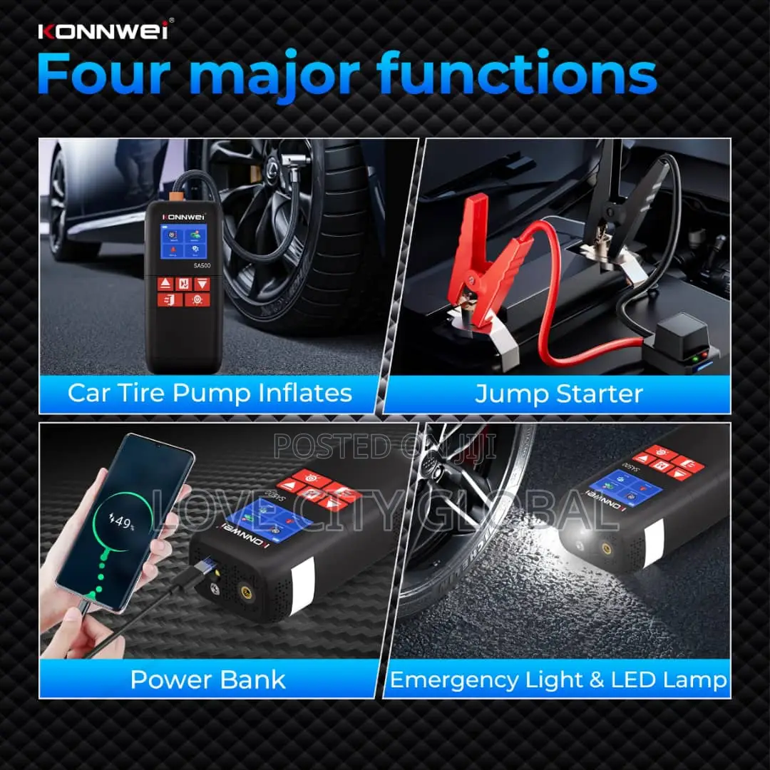 Konnwei Sa500 Carjump Starter With Air Compressor Power Bank Led Lamp
