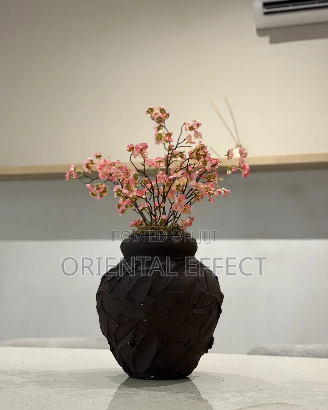 Ruffled Medina Vase With Mini Cherry Plant – Modern Luxury Table Decor