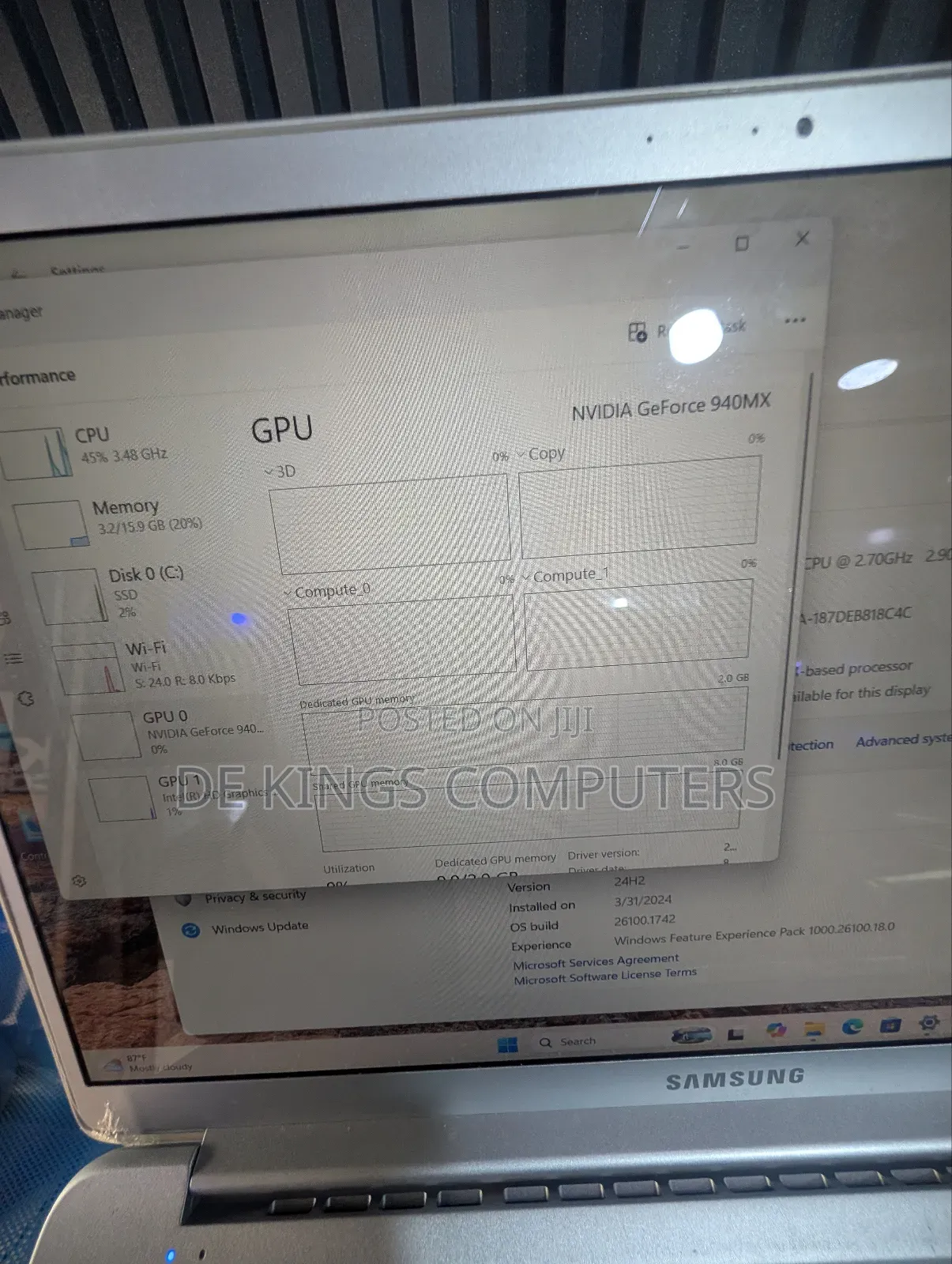 Laptop Samsung 16GB Intel Core i7 SSD 256GB