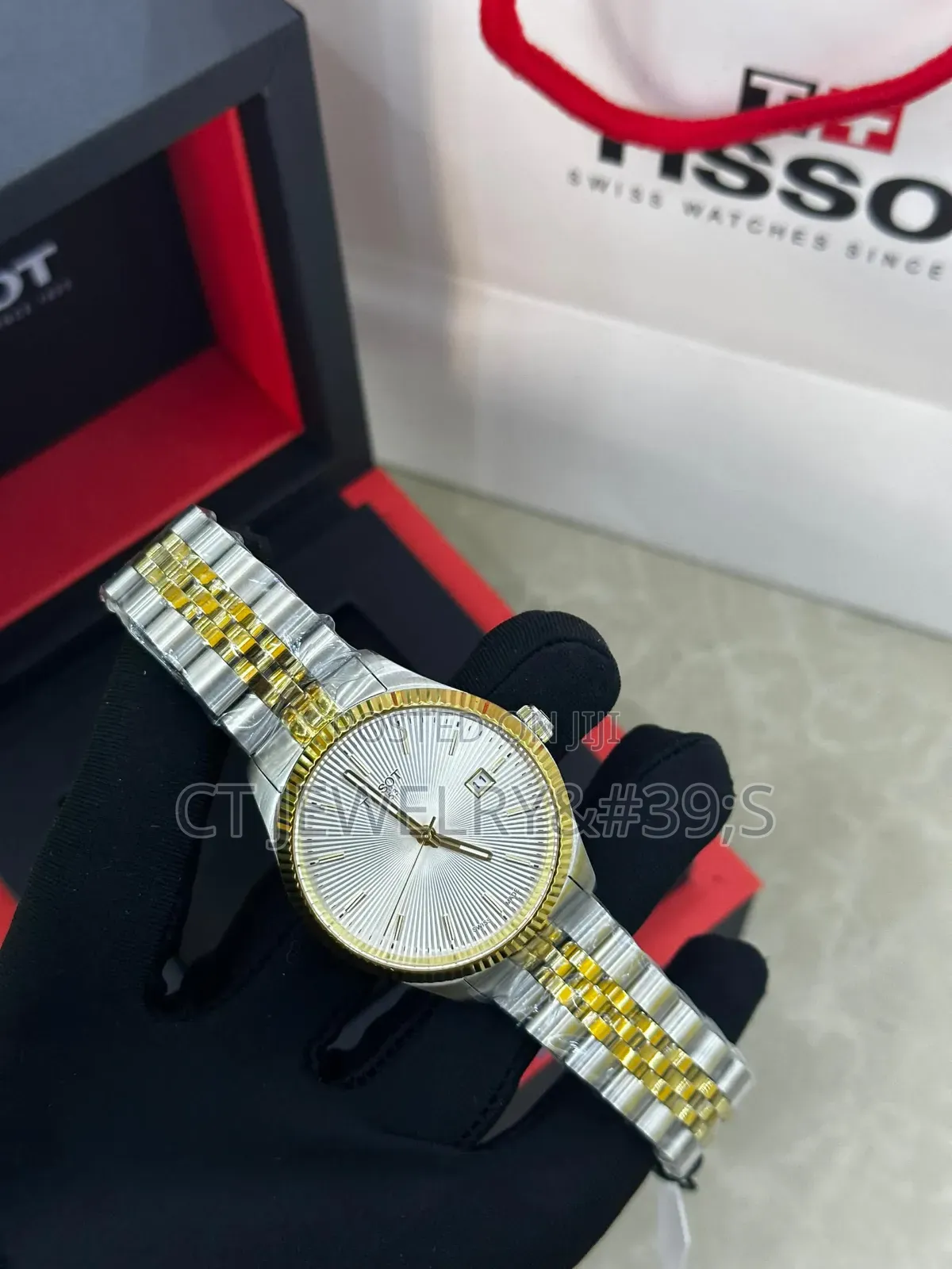 Tissot Style Two-Tone Watch Silver Gold, Date, Luxury Women's Watch