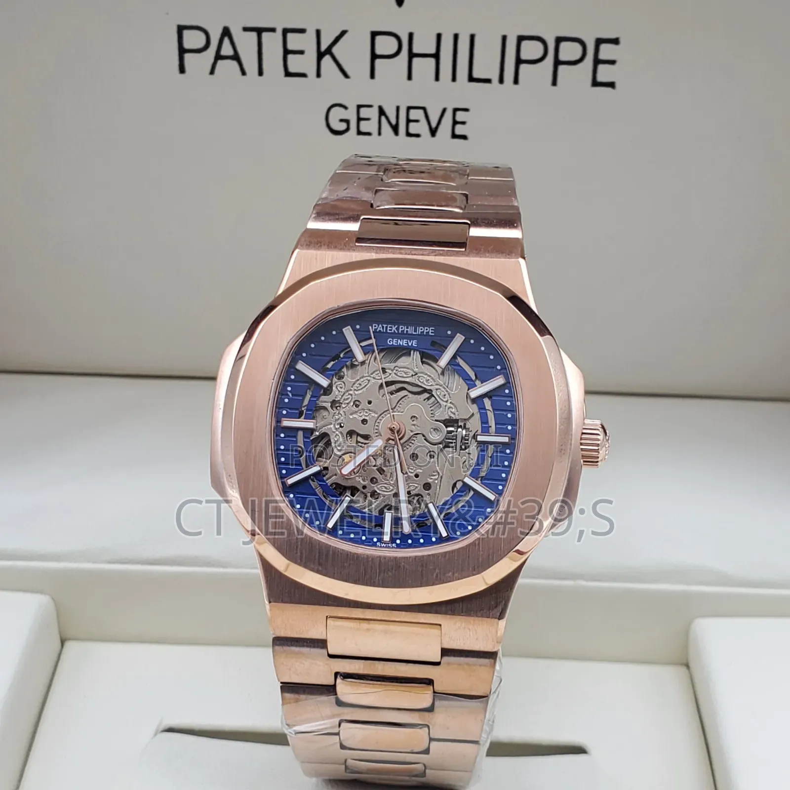 Luxury Inspired Skeleton Automatic Watch Silver Steel, Nautilus Style