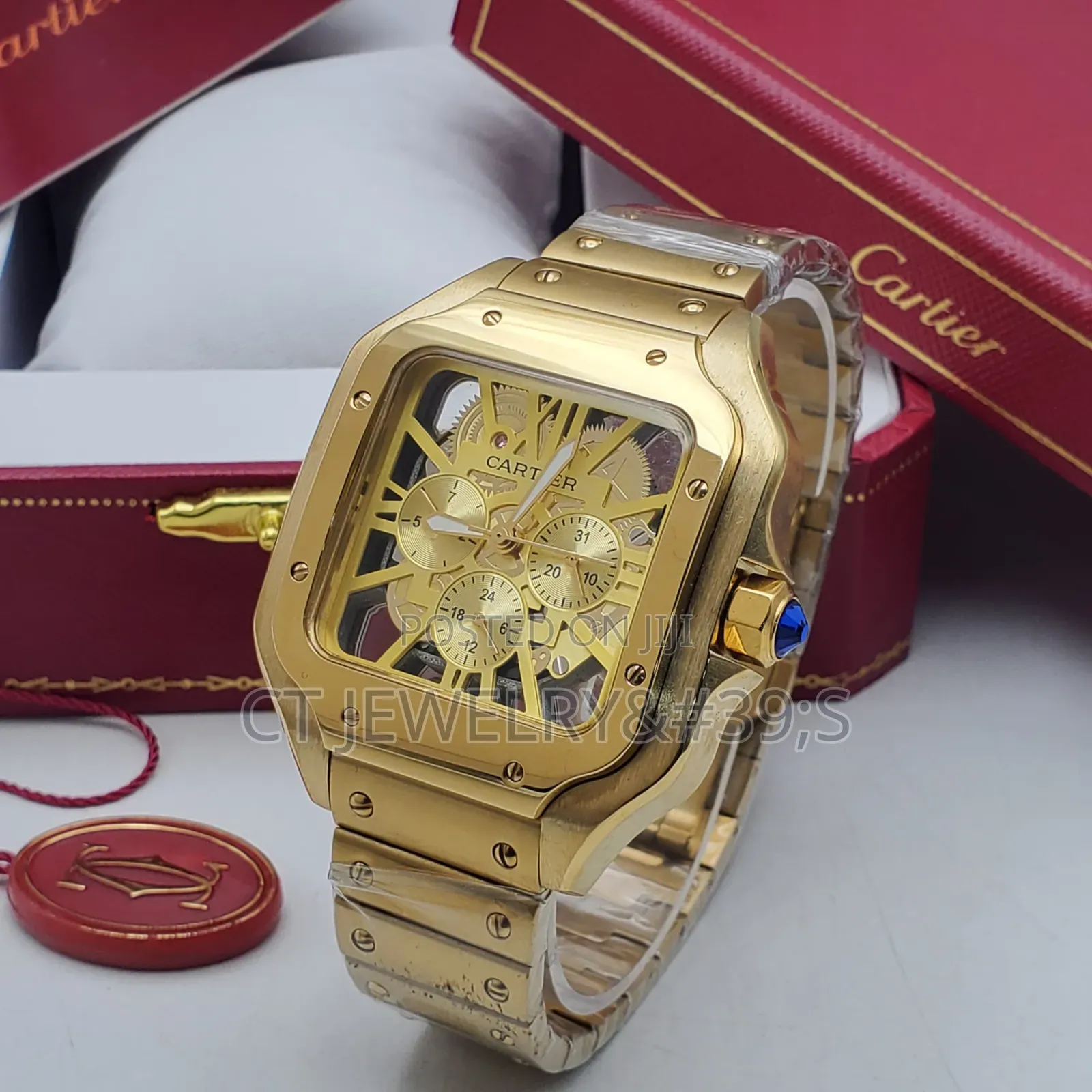 Luxury Inspired Santos Skeleton Watch Two Tone, Steel Strap, Quality