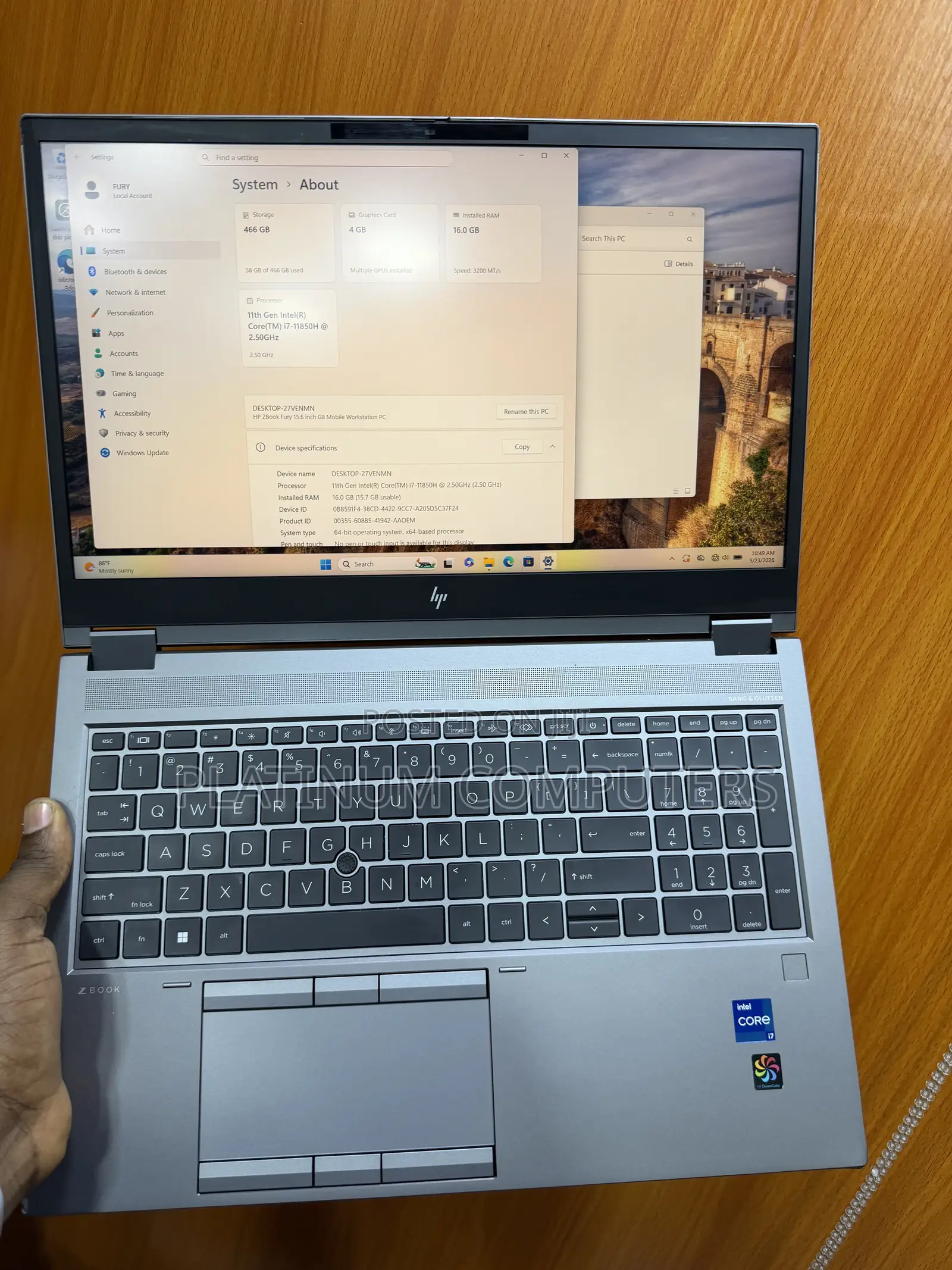Laptop HP ZBook Fury 15 G8 16GB Intel Core i7 SSD 512GB