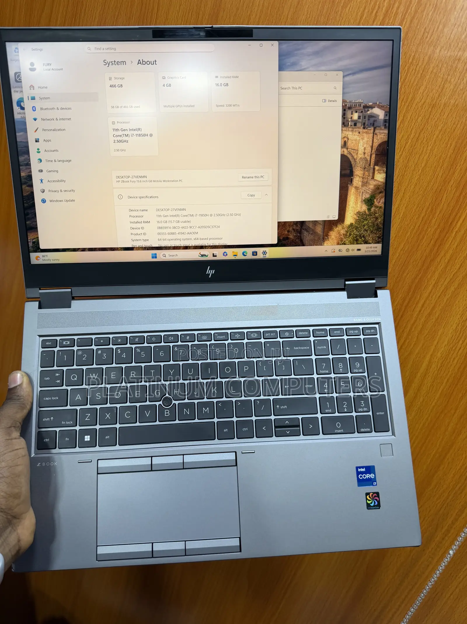 Laptop HP ZBook Fury 15 G8 16GB Intel Core i7 SSD 512GB