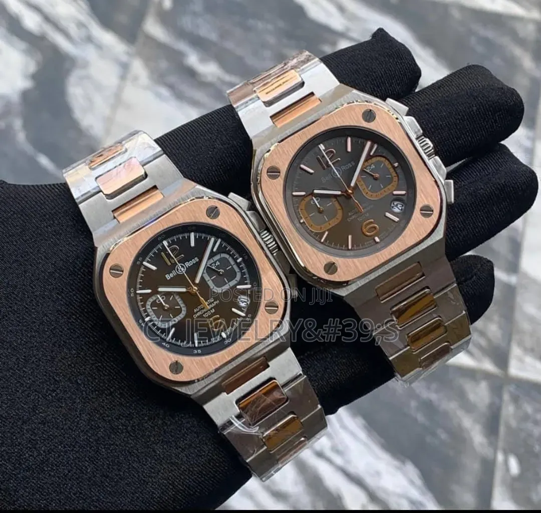 Bell Ross Style Chronograph Rose Gold Steel, Men's Luxury Watch
