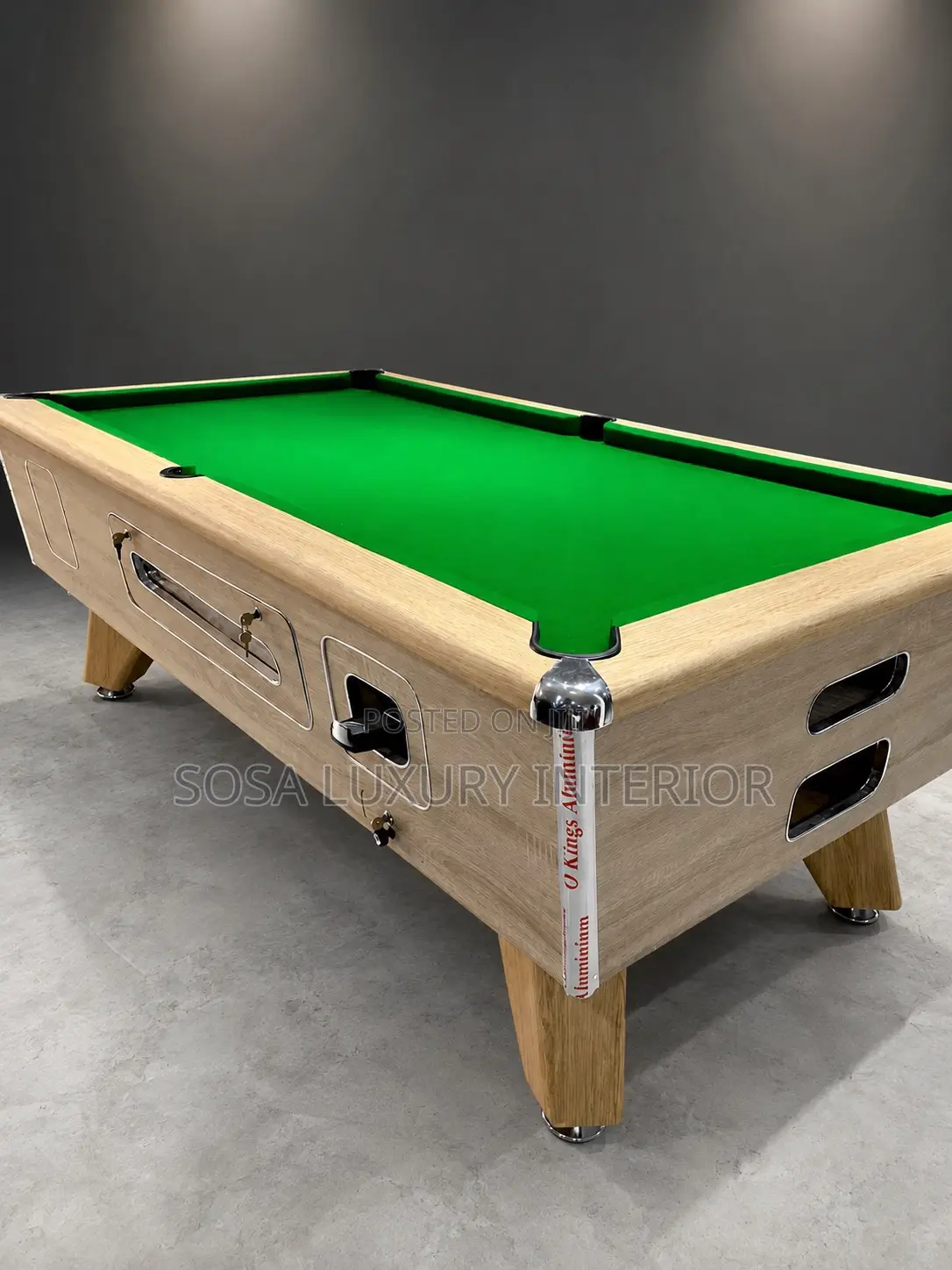 Modern Wooden Pool Table With Green Felt