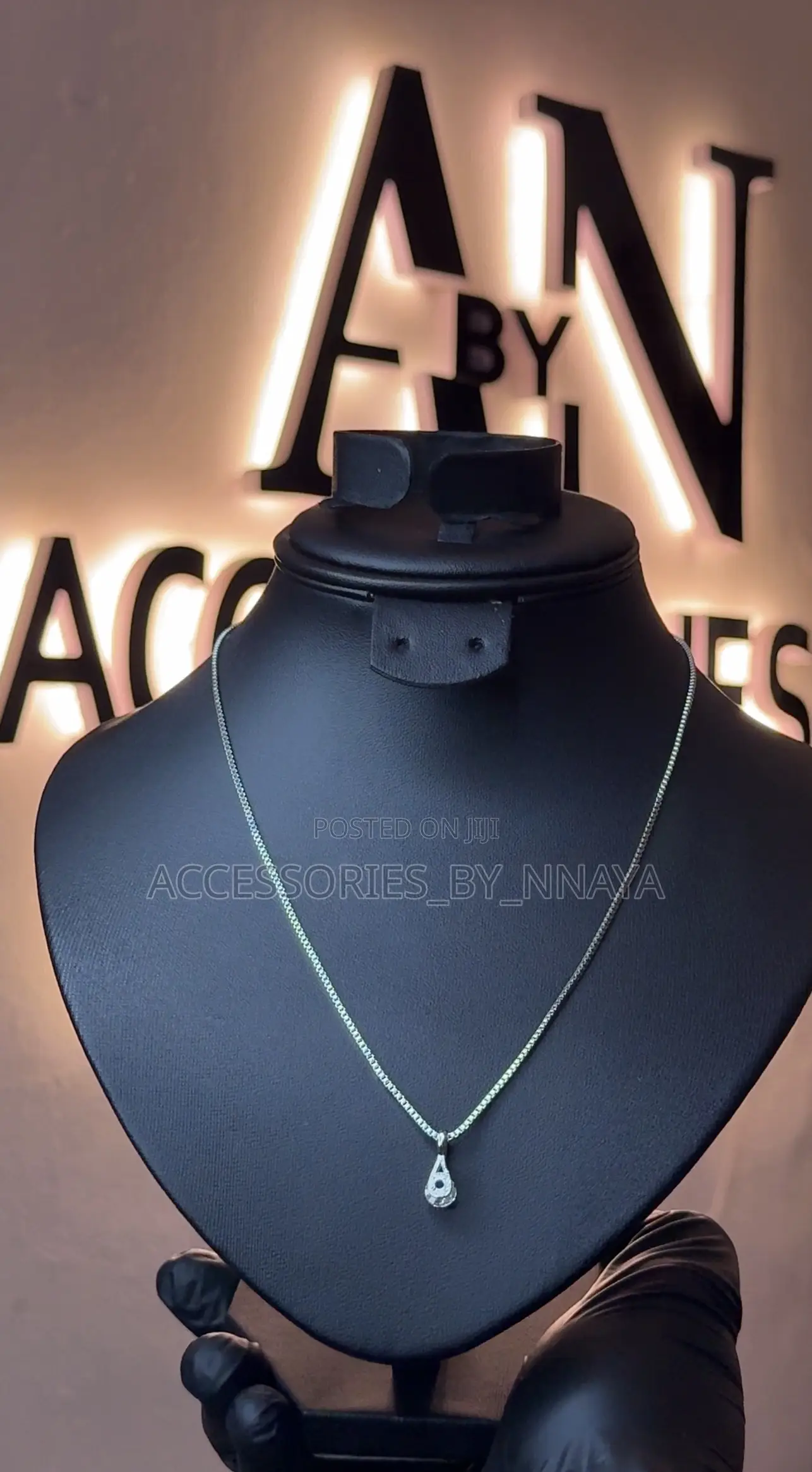 Silver Teardrop Crystal Pendant Necklace - Minimalist