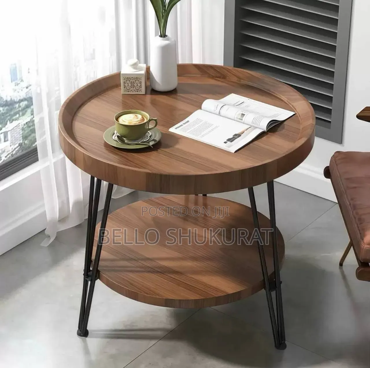 Double Small Round Coffee Table With Couch.