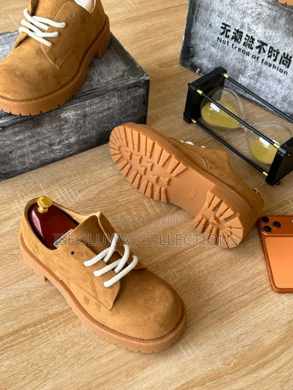 Classic Suede Lace-Up Chunky Sole Casual Shoes for Men