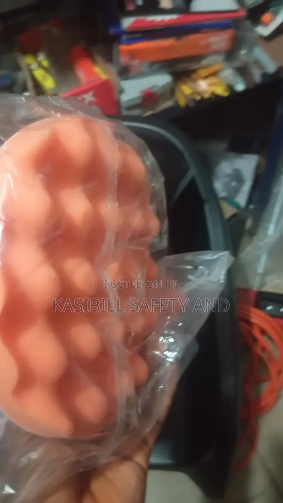 Waffle-patterned Orange Foam Sponge