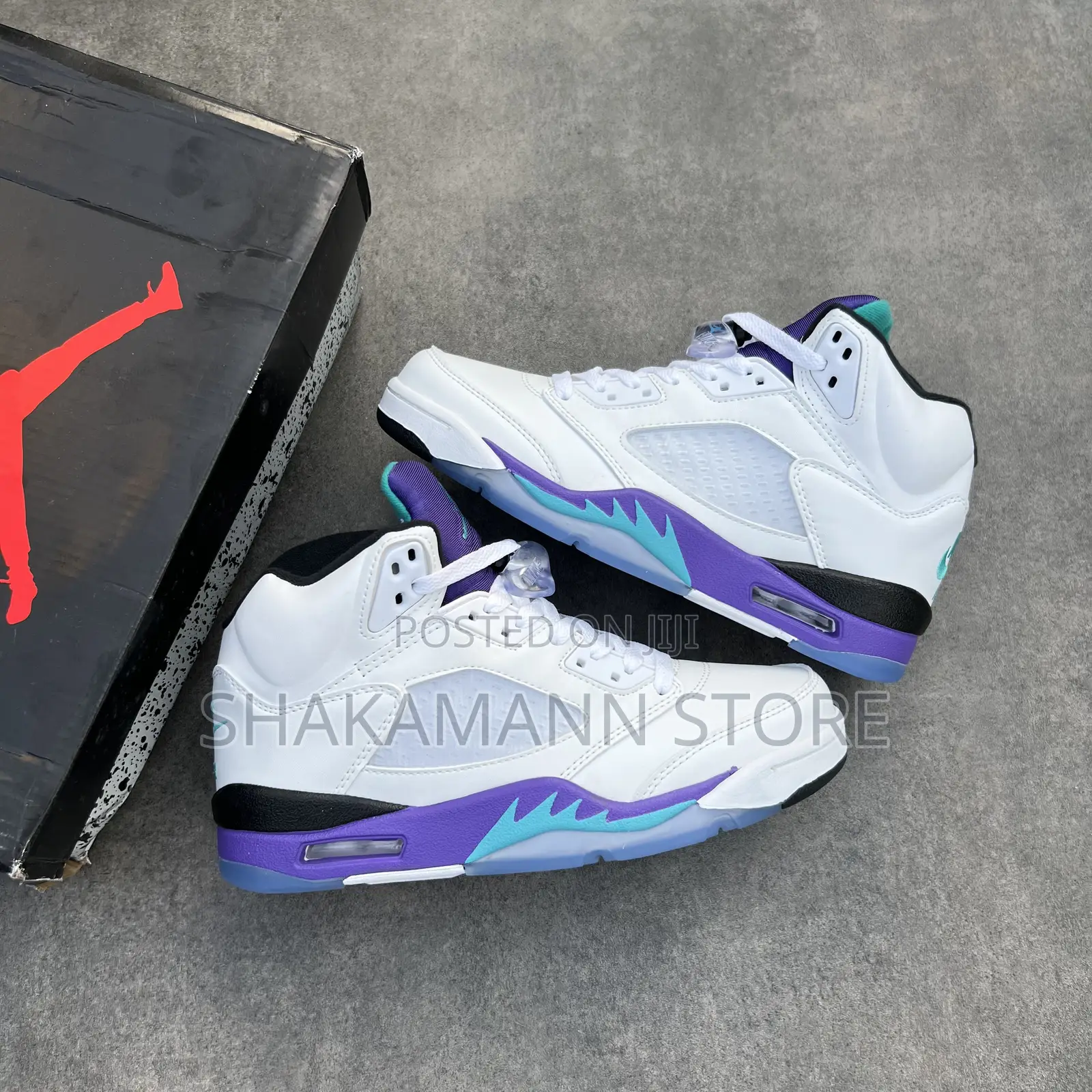 Air Jordan 5 White and Purple Sole