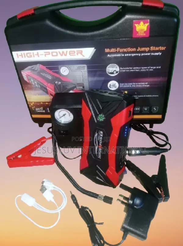 12v Car Battery Jump Starter Power With Cordless Air Tyre Pump 4 Usb