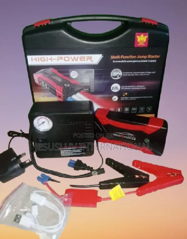 12v Car Battery Jump Starter Power With Cordless Air Tyre Pump 4 Usb