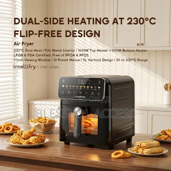Oraimo Intellifry 9l 230°C Dual Side Flip Free Air Fryer