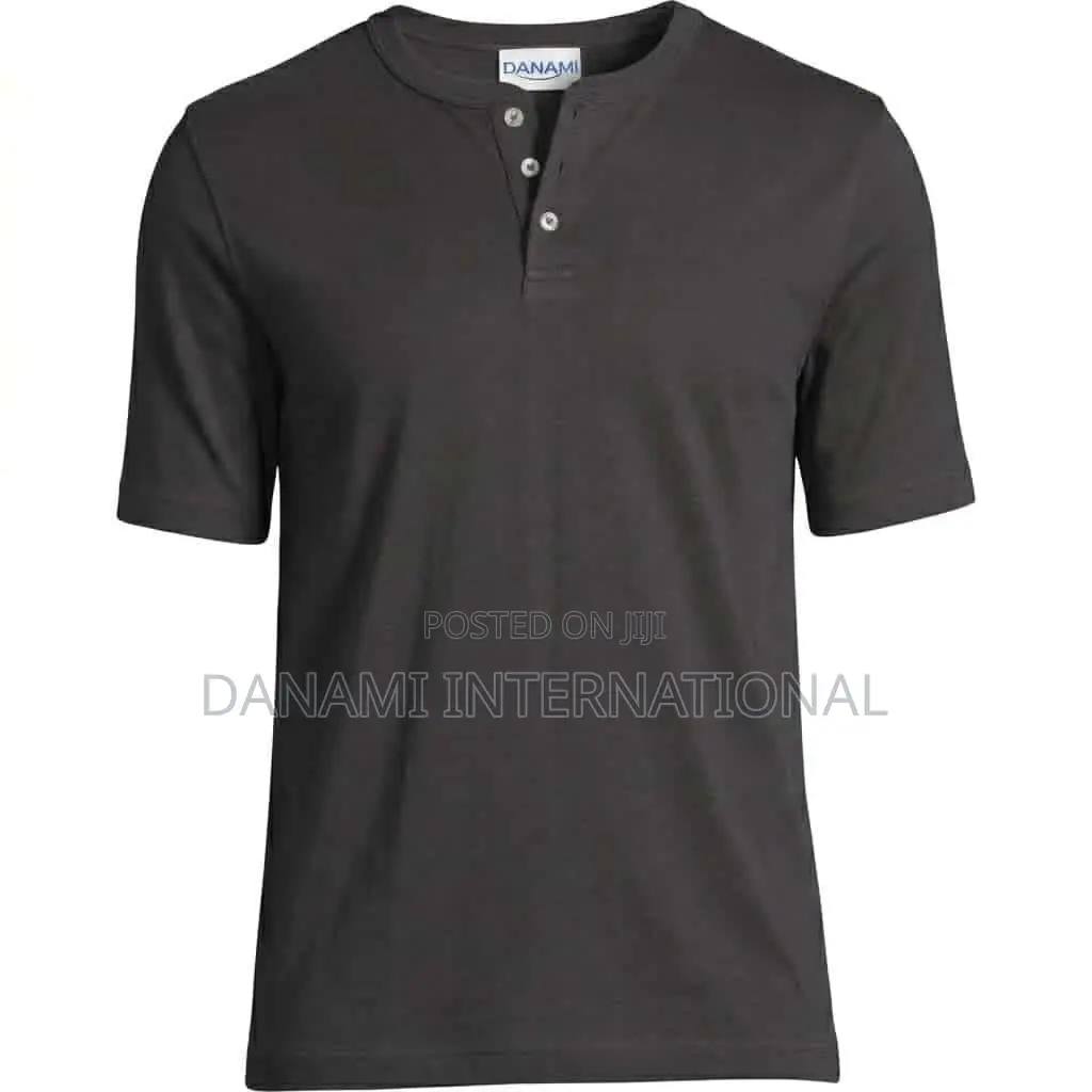 Danami Short Sleeve Henley T-Shirt - Dark Grey